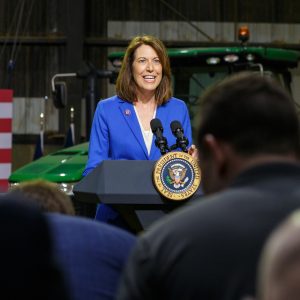 Cindy Axne speaking in Menlo, IA